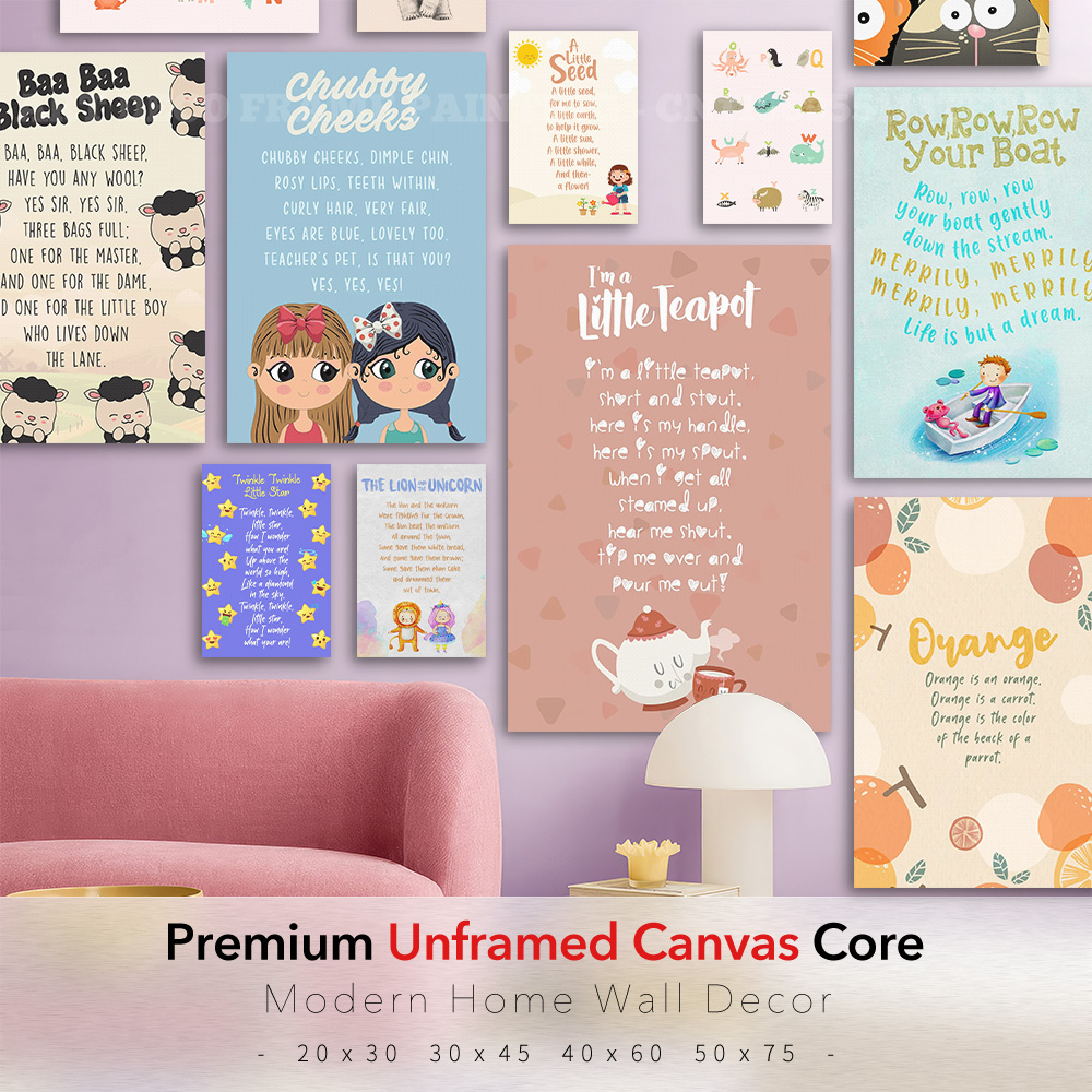 Kids Education Rhymes - Klassische Kinderreime Leinwand-Poster Kinderzimmer Wandkunst Baa