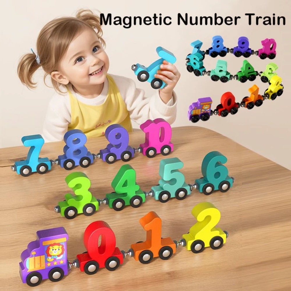 Kids Education Number - 1 Set 0-10 Zahlen-Digital-Zug-Spielzeug, buntes magnetisches