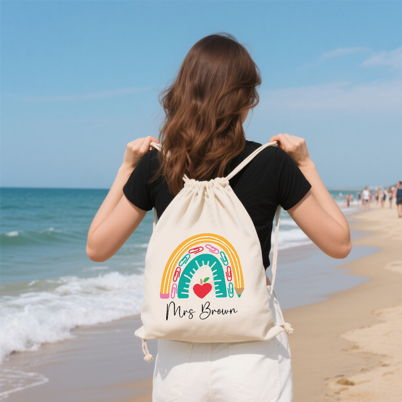 Kids Education Name - Personalisierter Namens-Schulrucksack aus Segeltuch, Geschenktüten für